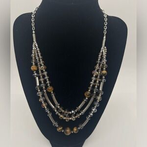 Loft Multi Strand Glass Bead and Faceted Acrylic Beads Necklace